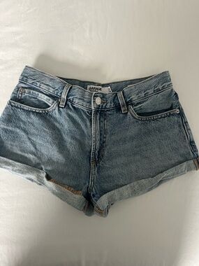 Garage Denim Low-Rise Blue Denim Shorts
